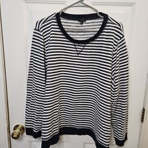Talbots Women's Black-and-White Striped 3/4 Sleeve Top 3X Plus Size